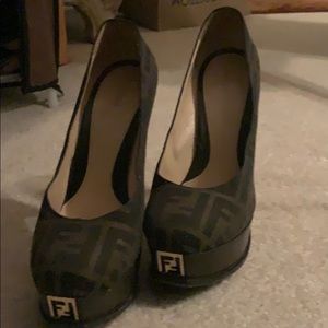Authentic fendi logo platform shoes